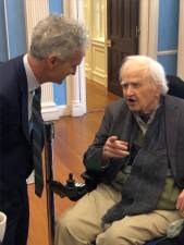 <b>Malachy McCourt was holding court at Gracie Mansion on March 17, 2023, which turned out to be his last St. Patrick’s Day.</b> Photo: Keith J. Kelly