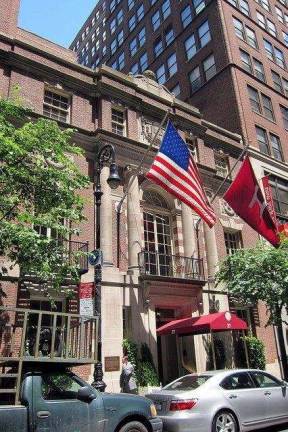 The exterior of the Harvard Club on West 44th Street, a block known as Clubhouse Row where politicians have been raising funds for more than a century. Photo: Wally Gobetz, via flickr&#160;