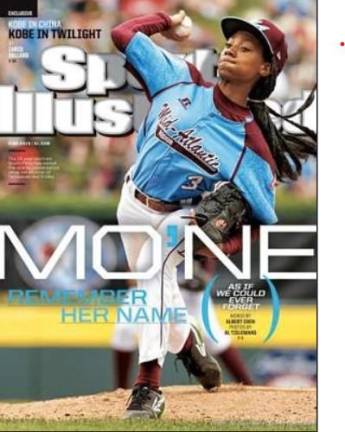 Mo’ne Davis catapulted into the national spotlight as a 13 year old when she pitched her to team to the final four in the Little League World Series tournament in Williamsport, Pa. in 2014. She was one of only two girls in the entire tournament and her dominant pitching performance landed her on the cover of Sports Illustrated. Photo: Sports Illustrated