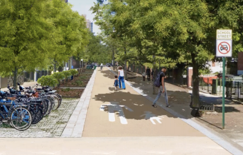 Rendering of what a “School Street” might look like. Photo via Streetopia Upper West Side