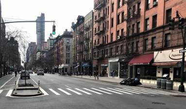 Columbus Ave., looking south from 75th St, Sunday afternoon, March 22, 2020.