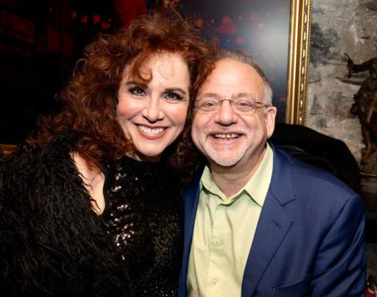 <b>Debbie Gravitte received a backstage visit from legendary composer Marc Shaiman (Hairspray, When Harry Met Sally, Sleepless in Seattle) following the Steve &amp; Edyie tribute on March 18.</b> Photo: Russ Rowland