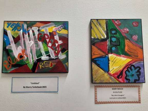 Paintings by Sherry Turkeltaub and Mary Rocco at the Hamilton Annex Art Exhibit. Photo: Karen Camla Watson