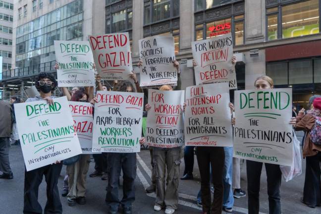 Demonstrators at the pro-Palestine rally on Oct. 13.