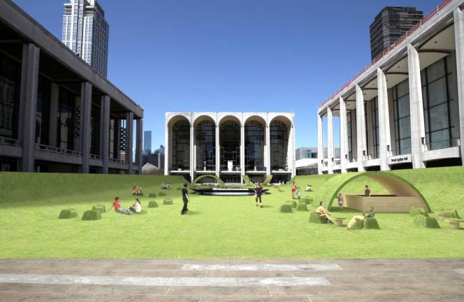 Lincoln Center’s new outdoor space “The Green.” Image courtesy Lincoln Center