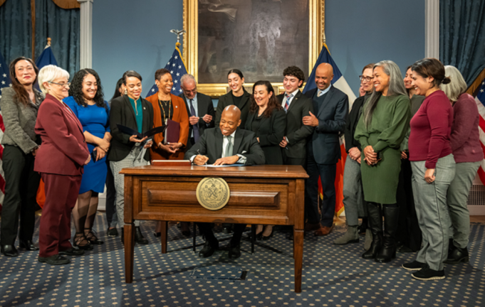 Eric Adams signing an extension of NYC’s rent stabilization law on March 25, which will now expire in April 2027.
