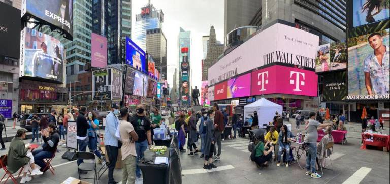 Outreach effort in Times Square. Photo: Center for Court Innovation