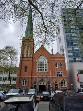 After 17 years shrouded by scaffolding, the Trinity Lutheran Church can finally unveil its new restoration. <b>Photo: Ginger Choy.</b>