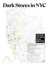 Brewer partnered with Beta NYC to create an updated map of micro-fulfillment centers in March. Photo courtesy of Council Member Gale Brewer’s office