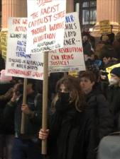 Hundreds marched in NYC in protests after the release of the video showing five Memphis police officer viciously beating Tyre Nichols who later died from his injuries but there were few clashes with NYPD and only three arrests over the weekend. Photo: Keith J. Kelly