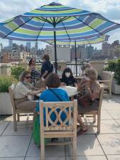 Drinks and cookies on the rooftop at Dorot. Photo: Naomi Yaeger