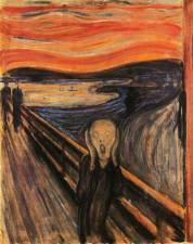 When I tell my college class that I require a public speaking project as part of their grade, the reaction I get is usually akin to the fellow in The Scream. Painted 130 years ago this most famous work of Norwegian artist Edvard Munch that hangs in the National Museum of Oslo also precisely captures the feeling of dread or terror that most students today have for this assignment.