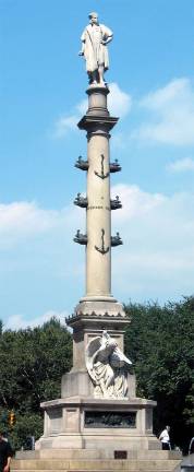 The city's 76-foot tall monument to explorer Christopher Columbus, which stands atop a granite column in Columbus Circle, has been targeted by anti-colonialist activists who are demanding its removal because of the Genoan's exploitative treatment of the country's indigenous population. Photo: Marcel Rene Kalt, via Wikimedia Commons