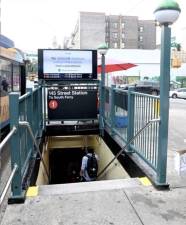 Downtown entrance to the 1 train at 145th Street.