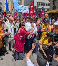 Sen. Schumer , Mayor Adams and hundreds of others at Nepal Day opening ceremony.