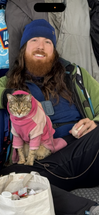 Ethan, known in the neighborhood around Broadway and W. 75th St. as “Freckles” with his cat, known simply as “kitty,” says he prefers to live on the street and has resisted outreach programs by the city.
