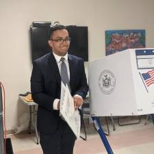 Shaun Abreu votes on primary day. Photo courtesy of Abreu’s campaign