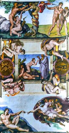 &quot;The Creation and Downfall of Adam and Eve&quot; imagined by Michelangelo, reproduced and presented by The Met.&#xa0;Photo: Adel Gorgy