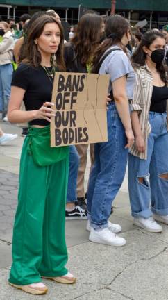 Protesters wore green to symbolize their support of safe, legal abortion. Photo: Abigail Gruskin