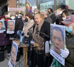 Council Member Gale Brewer speaking at the memorial for Yao Pan Ma. Photo: Gale A. Brewer on Twitter