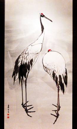 Alternate views of &quot;Cranes&quot; by Nagasawa Rosetsu. Photo: Adel Gorgy