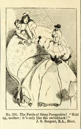 Cartoon lampooning Mrs Carl Meyer and her Children by John Singer Sargent, published in Punch, 1897. Courtesy of the Fales Library &amp; Special Collection, New York University