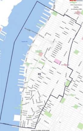 The boundaries of the city council district 3 in Manhattan stretch from Greenwich Village through Chelsea and Hell’s Kitchen into parts of the Upper West Side and from the Hudson River to Times Square. The district has been without a city council rep since Erik Bottcher was elected to the State Senate in early Feb.