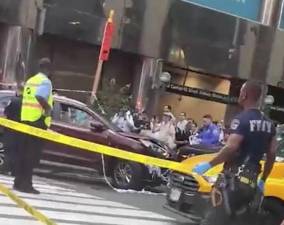 The aftermath of a chaotic cop chase that ended with ten bystander injuries on August 1. Kyle Fernandez, the 20 year-old suspect that was allegedly driving the red Hyundai pictured above, has been formally indicted by the Manhattan District Attorney’s Office.