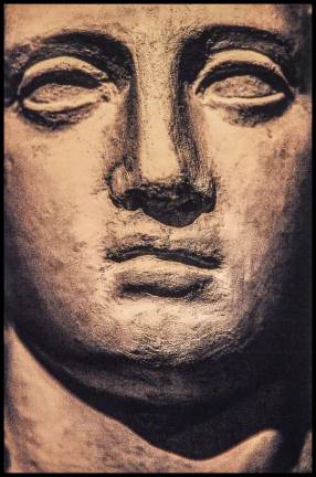 Brazilian photographer Sofia Borges' &quot;Yellow Chalk,&quot; 2017, 89 inches in height, gazes down on the viewer. Photo: Adel Gorgy