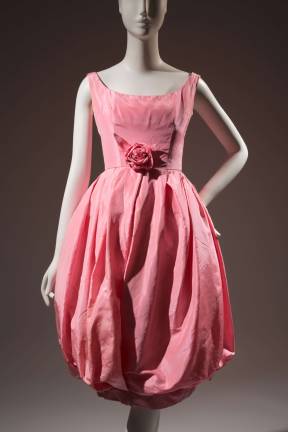 Yves Saint Laurent favored deeper pinks than Christian Dior, his predecessor at the House of Dior. Yves Saint Laurent for Christian Dior, dress, 1960, France, museum purchase. Photo: &#xa9; The Museum at FIT