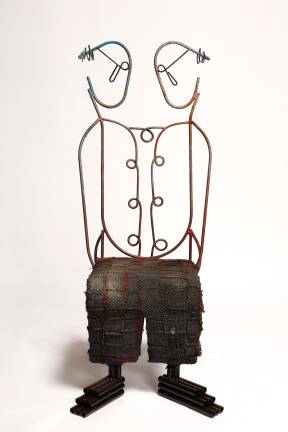 Richard Dial <i>Partners II</i>, 2007-2025, is created with welded steel and fabric. 59 x 24 x 29 1/2 inches.