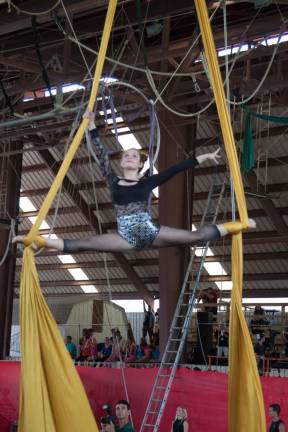 The author, performing in 2015, developed a passion for aerial arts at French Woods.