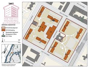 Taft Houses in East Harlem, a NYCHA complex included in D.A. Bragg’s indictment.