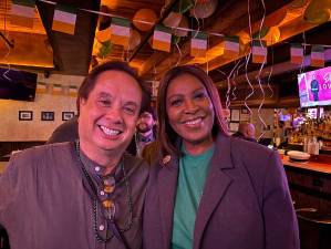 George Conway, one of the ten Democratic candidates vying to succeed Jerry Nadler in NY’s 12th Congressional district, was seen chatting with New York State Attorney General Letia James on March 17 at the pre-parade Lexington Democratic Club. Rival Assemblyman Alex Bores was also at the gathering.