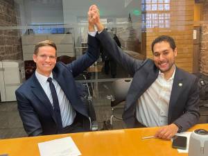 The re-elected leaders of the Manhattan delegation of the City Council are Erik Botcher whose district is mainly in Chelsea and Christopher Marte from downtown. Photo: Office of Erik Botcher