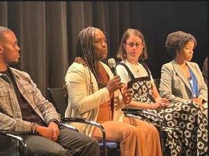 Shadae McDaniel, senior VP of All Star Projects, makes a point about protecting arts education in public schools.