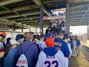 Fans arrive for opening day at Citifield.
