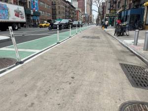<b>The Department of Transportation opened the first “supersidewalk” on the Upper West Side on Ninth Ave. recently and plans to expand them to other city neighborhood.</b> Photo: Maggie Wong