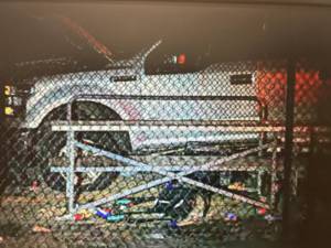A truck driven by an alleged drunk driver crashed through a fence and came to rest atop metal bleachers next to a baseball field in Corlears Hook Park early in the evening of July 4. Six firefighters were honored for their work extracting four civilians from the wreckage at the FDNY Medal Day ceremony on June 4.