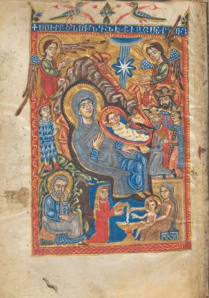"Gospel Book of Queen Mariun," Sis, Cilicia (present-day Turkey), Written by Nerses, a priest, and illuminated by Sargis Pidzak, 1346. On loan from the Armenian Patriarchate, Jerusalem