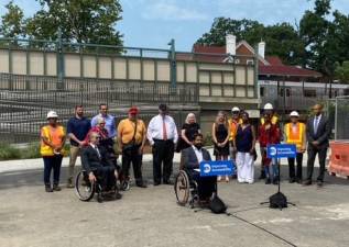 At the opening of the accessible Avenue H Q station in Ditmas Park, Brooklyn, on July 15. Photo: Darya Foroohar