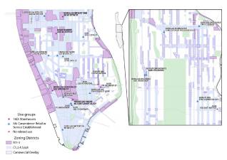 A map from December 2021, released by the office of then-Manhattan Borough President Gale Brewer in partnership with BetaNYC, shows delivery service company locations in Manhattan. Photo: Gale Brewer’s Office