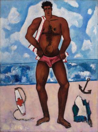 Marsden Hartley (American, 1877-1943), Canuck Yankee Lumberjack at Old Orchard Beach, Maine, 1940&#x2013;41. Oil on Masonite-type hardboard, 40 1/8 x 30 in. (101.9 x 76.2 cm). Hirshhorn Museum and Sculpture Garden, Smithsonian Institution.
