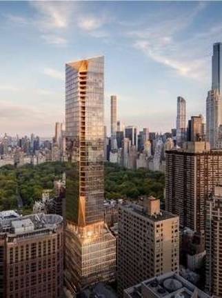 A rendering of the 775-foot residential tower proposed for West 66th Street by Extell Development.