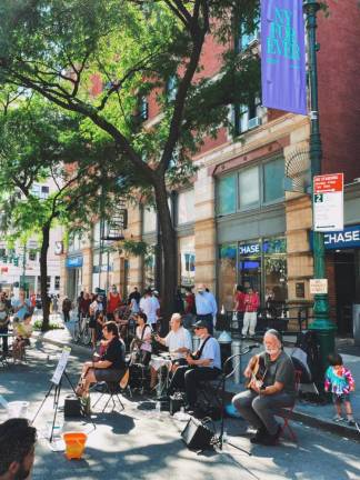 Musicians performing at ‘Open Streets,’ 2021. Photo courtesy of Columbus Avenue BID