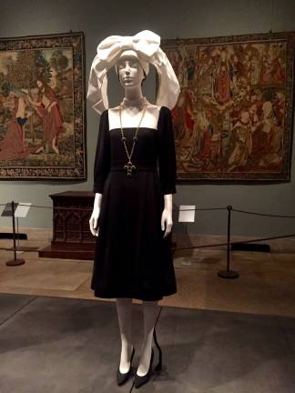 Haute habit by Rossella Jardini (Italian, born 1952): Ensemble, spring/summer 2014. Black and white synthetic crepe and white cotton canvas. House of Moschino (Italian, founded 1983). Courtesy Moschino. Photograph by Val Castronovo