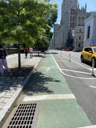 Protected bike lane below 77th Street and CPW.