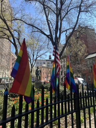 The iconic Pride flag is flying again at the Stonewall Monument in Greenwich Village, after the Trump Administration dropped its suit against groups seeking to restore the flag that the National Parks Service took down in February.