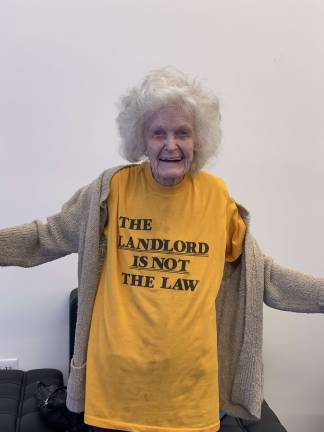 Donna Bailey is 100 years old. But she's still a fighter. The retired Yorkville nurse told state Assembly Member Rebecca Seawright how she resisted a phone scammer, &#8220;Mr. Miller from the government,&#8221; who wanted to steal her money. Photo courtesy of Seawright's office