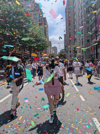 NYC Pride March confetti.